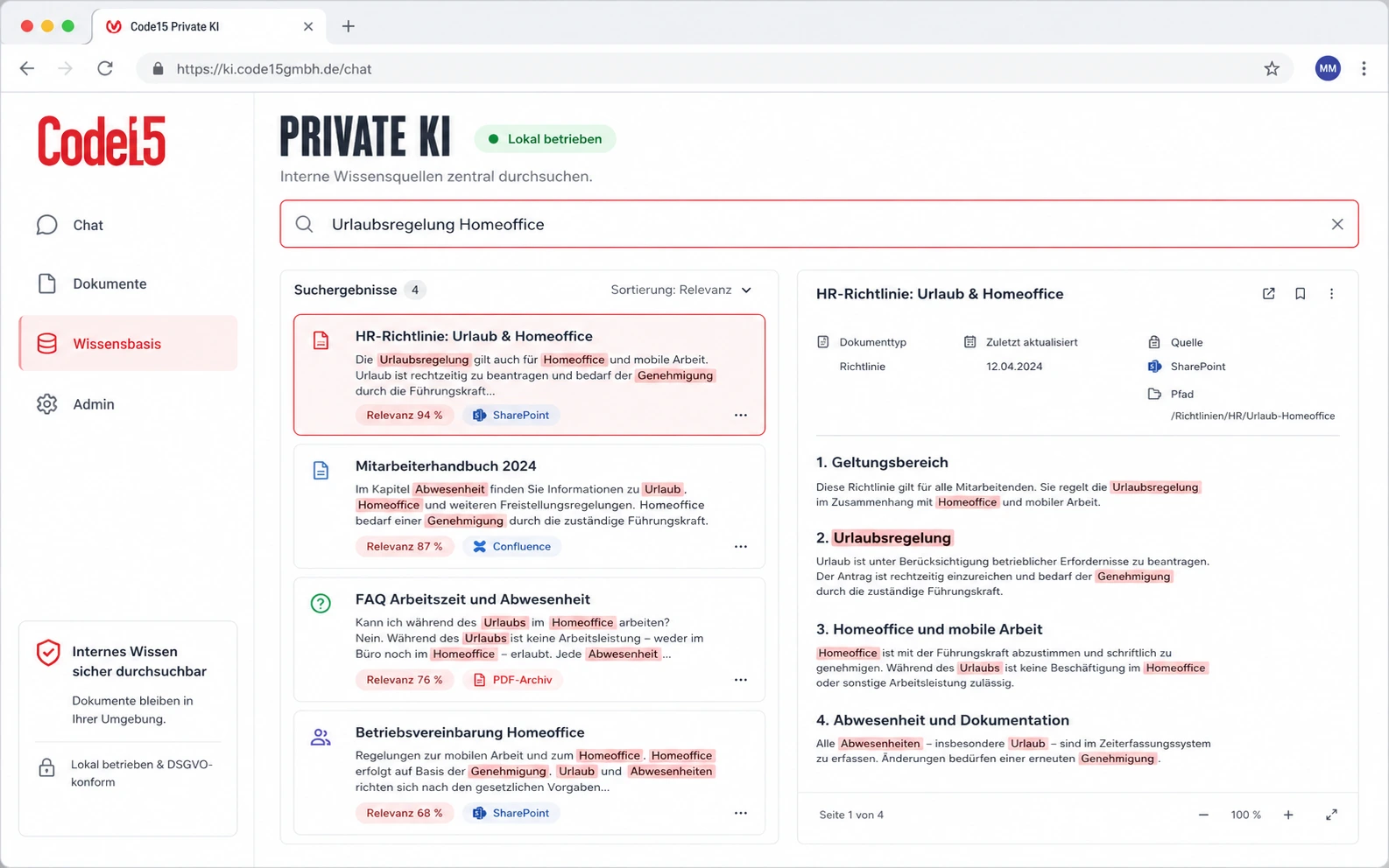 Wissensbasis der Private KI Plattform